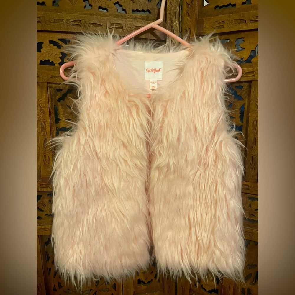 Pink shaggy warm vest. (Cat and Jack) size 14
